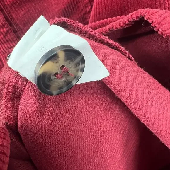 Zara Corduroy Button Down Long Sleeve Shirt Dress Red Blogger Fave Size Small - Picture 4 of 9